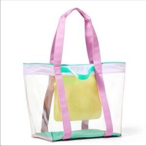 Stoney Clover Lane x Target Clear Pastel Tote Bag With Inner Pocket Pink Handles